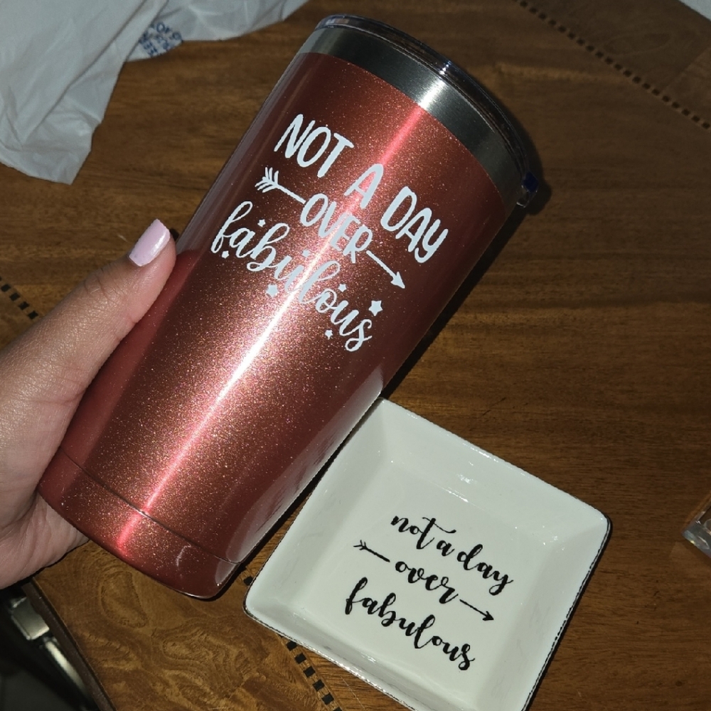 Rose Gold Tumbler with Fun Quote
